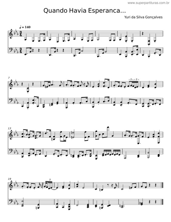 Partitura da música Quando Havia Esperança