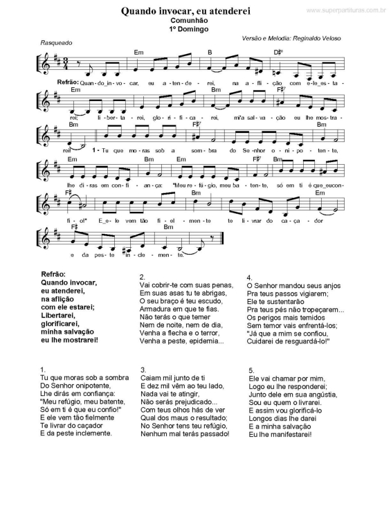 Partitura da música Quando Invocar, Eu Atenderei