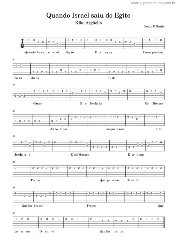 Partitura da música Quando Israel Saiu Do Egito