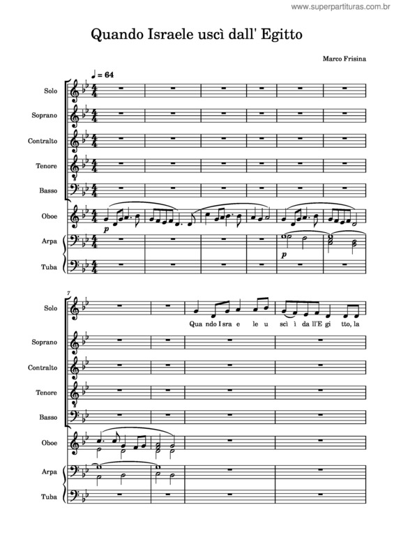 Partitura da música Quando Israele Uscì Dall` Egitto