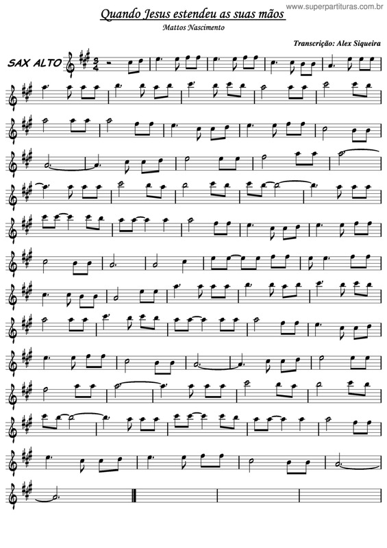 Partitura da música Quando Jesus Estendeu As Suas Mãos