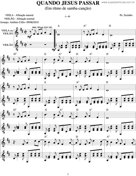 Partitura da música Quando Jesus Passar v.2