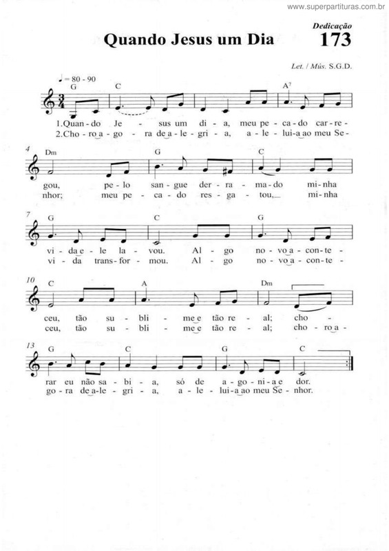 Partitura da música Quando Jesus Um Dia