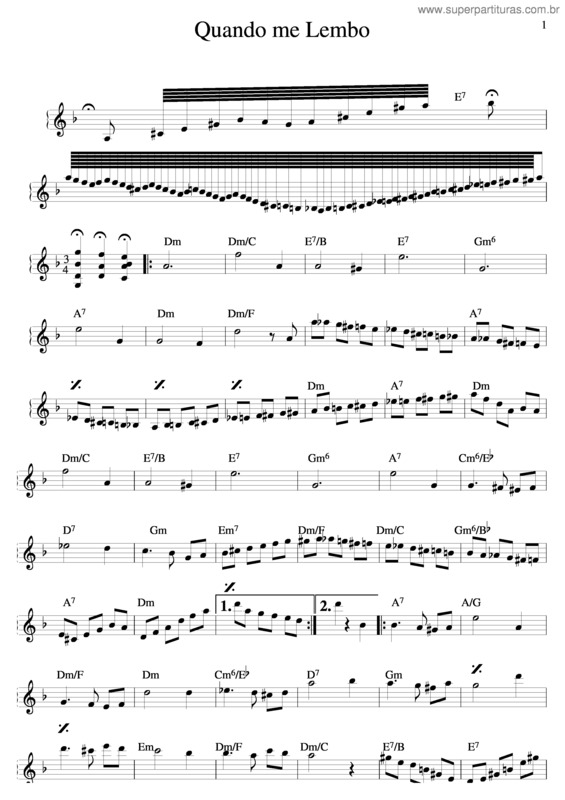 Partitura da música Quando Me Lembro