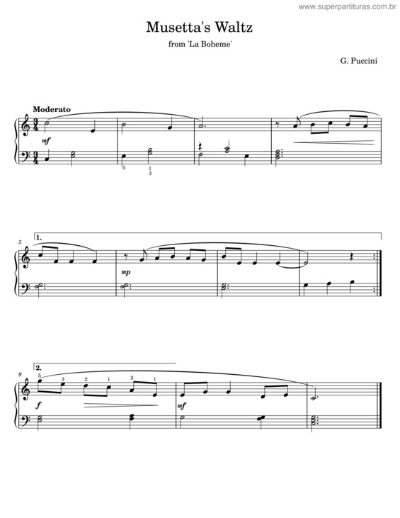 Partitura da música Quando Me`N Vo From La Boheme v.2