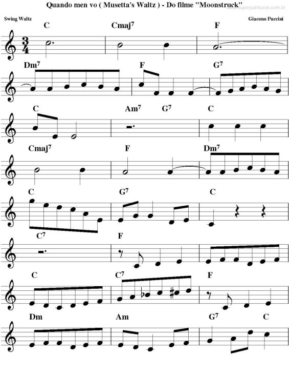 Partitura da música Quando Men Vo (Musetta`s Waltz) (Moonstruck)
