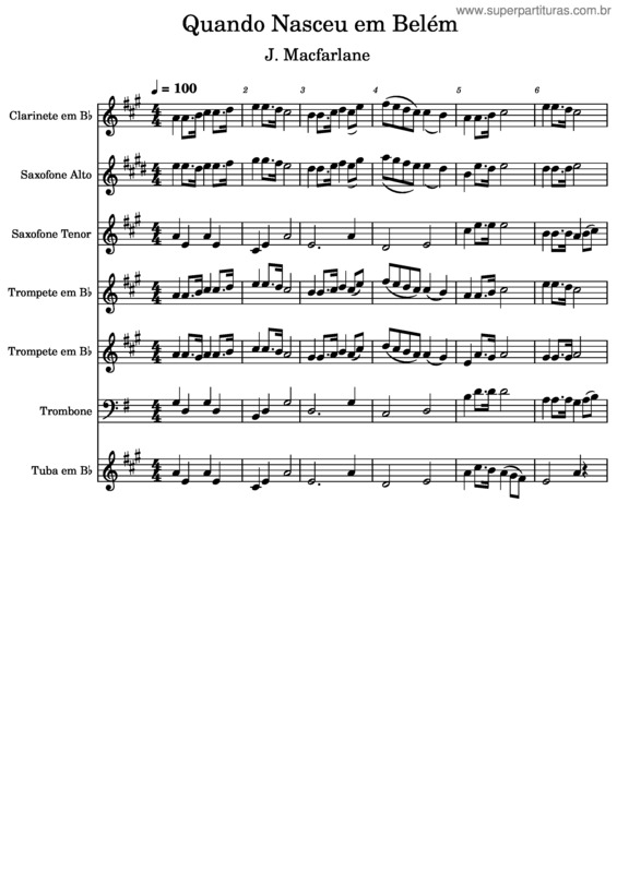 Partitura da música Quando Nasceu Em Belém Tuba Em B?