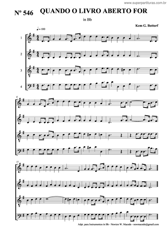 Partitura da música Quando O Livro Aberto For v.2