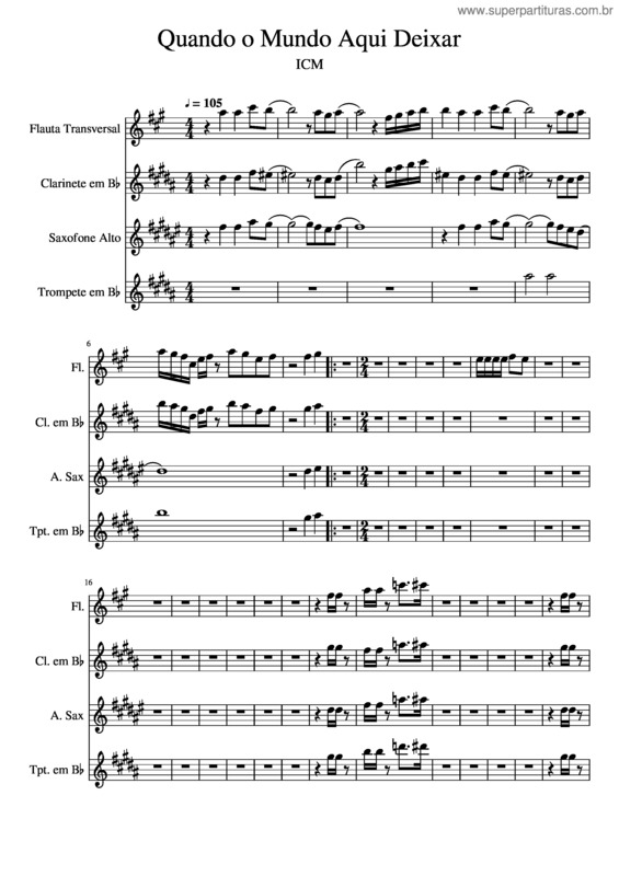 Partitura da música Quando O Mundo Aqui Deixar