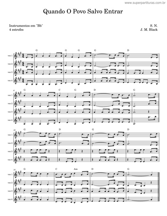 Partitura da música Quando O Povo Salvo Entrar – S. N.