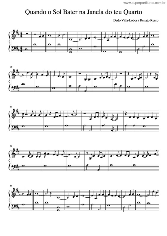 Partitura da música Quando O Sol Bater Na Janela Do Teu Quarto