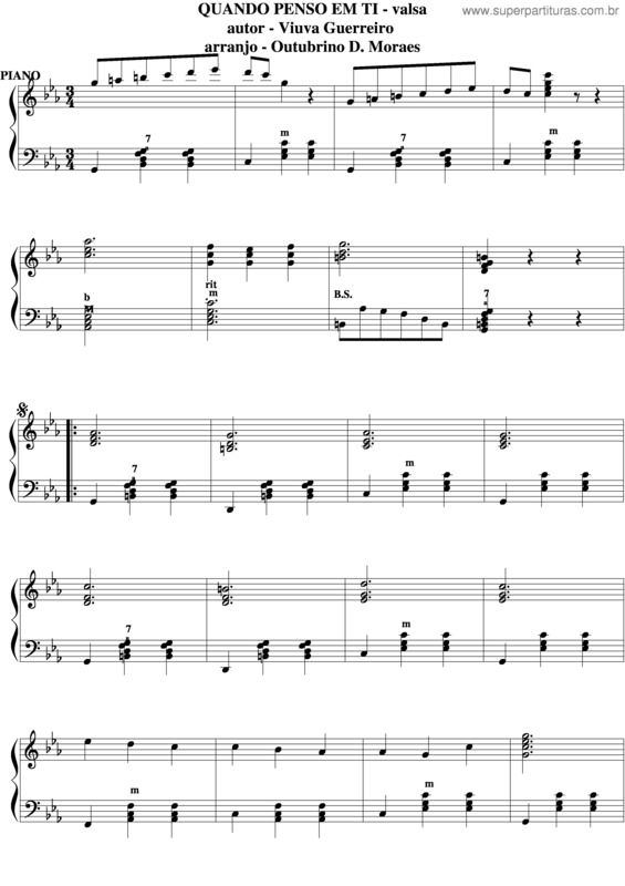 Partitura da música Quando Penso Em Ti v.3