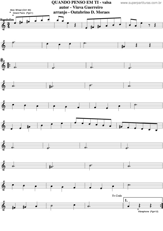 Partitura da música Quando Penso Em Ti v.4