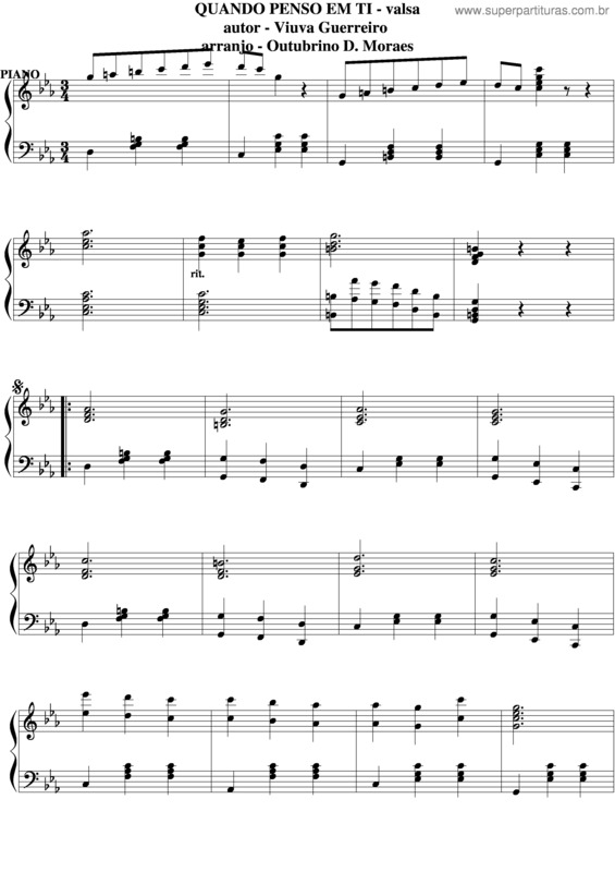 Partitura da música Quando Penso Em Ti v.6