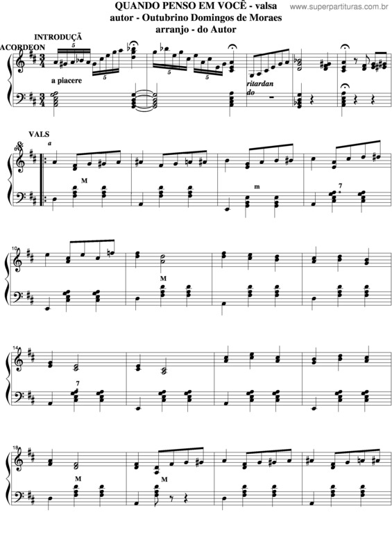 Partitura da música Quando Penso Em Você v.2