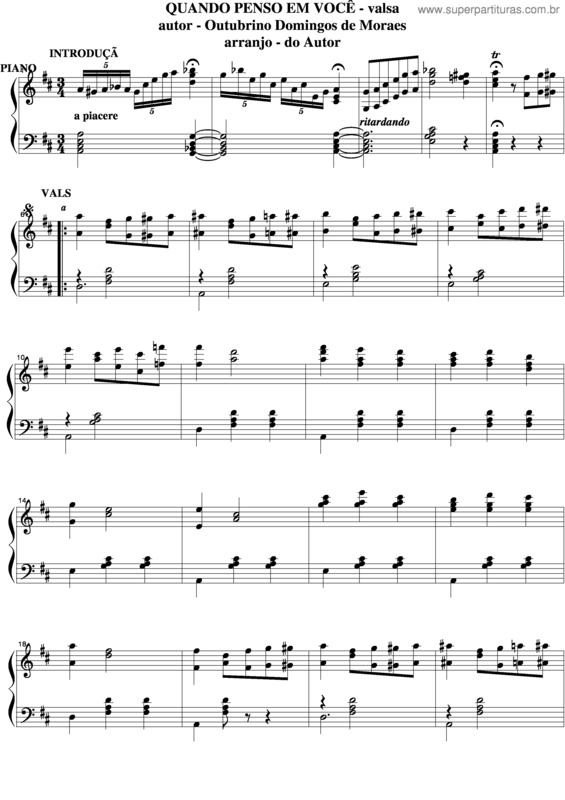 Partitura da música Quando Penso Em Você v.5