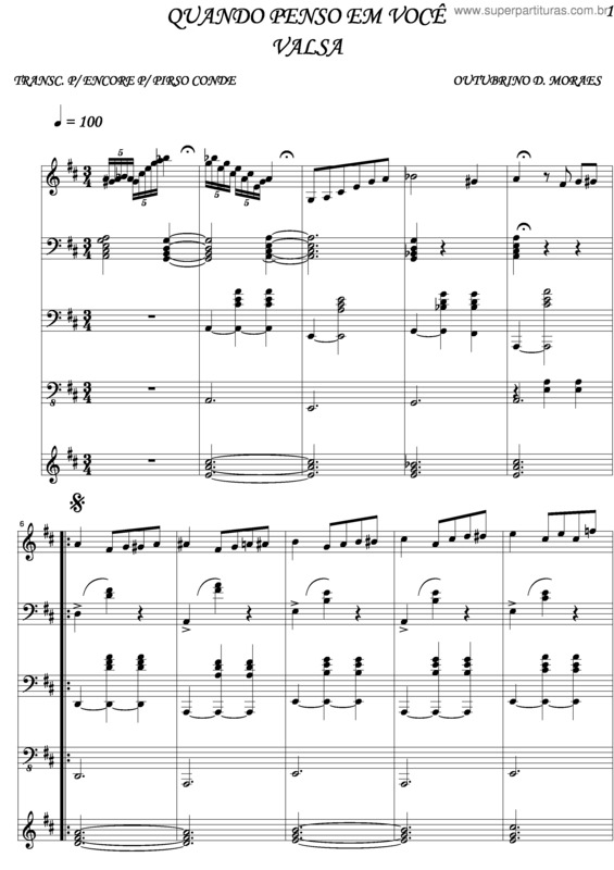 Partitura da música Quando Penso Em Você