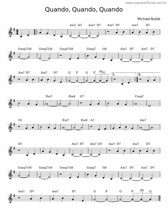 Partitura da música Quando Quando Quando – Michael Bublé
