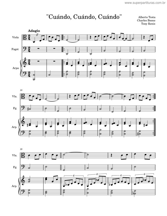 Partitura da música Quando Quando Quando – Tony Renis Cuándo, Cuándo, Cuándo