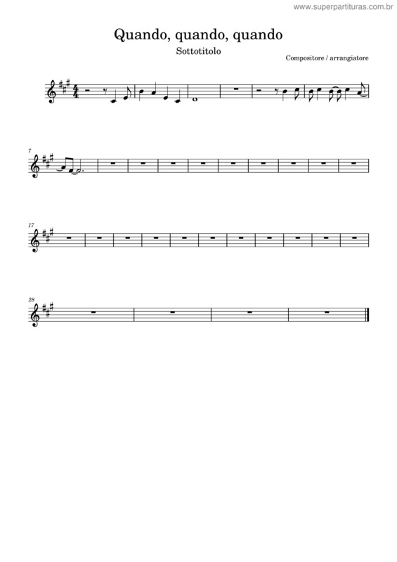 Partitura da música Quando Quando Quando – Tony Renis Quando, Quando, Quando