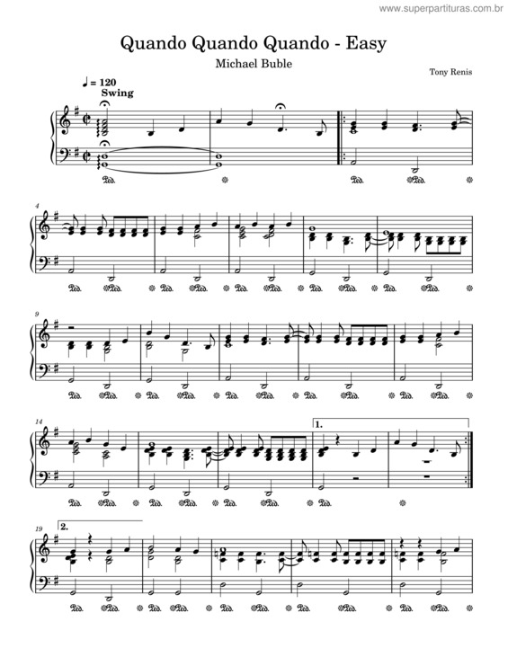 Partitura da música Quando Quando Quando – Tony Renis Quando Quando Quando – Easy