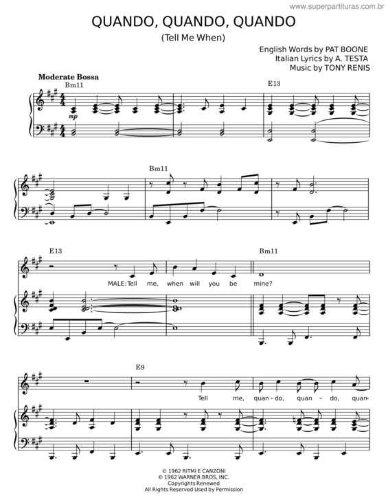 Partitura da música Quando Quando Quando – Tony Renis v.4