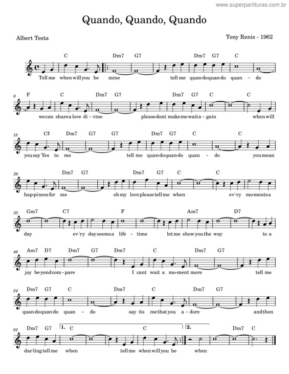 Partitura da música Quando Quando Quando – Tony Renis v.5