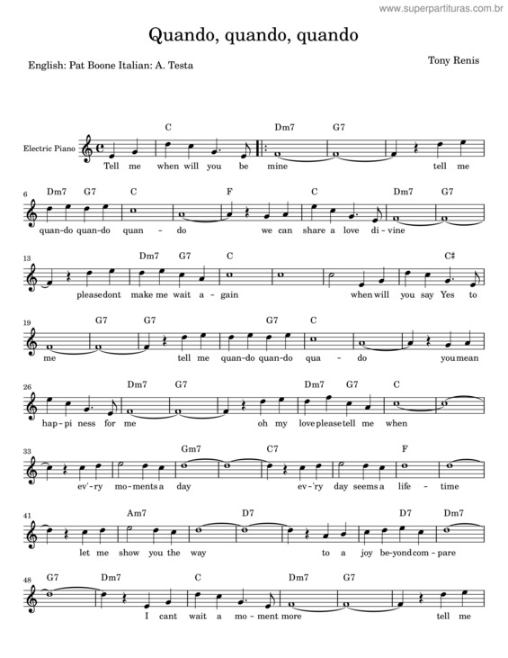 Partitura da música Quando Quando Quando – Tony Renis v.6