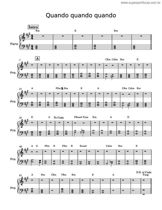 Partitura da música Quando Quando Quando v.2