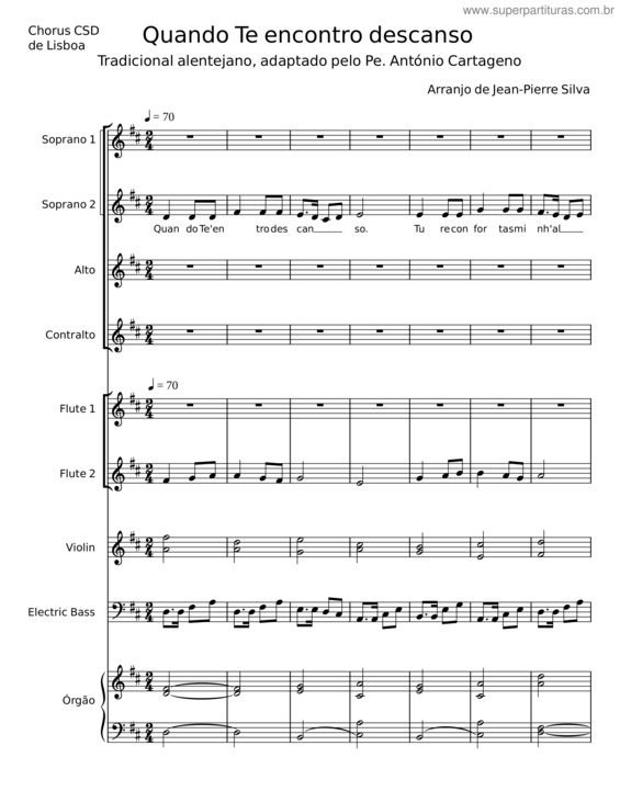 Partitura da música Quando Te Encontro Descanso