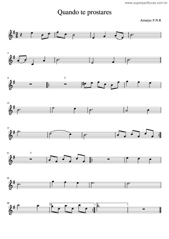 Partitura da música Quando Te Prostares