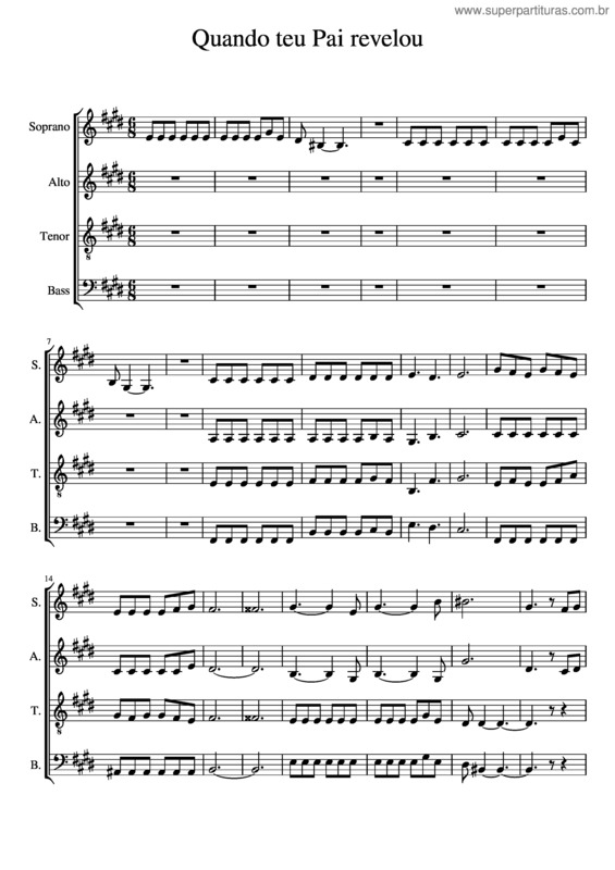 Partitura da música Quando Teu Pai Revelou