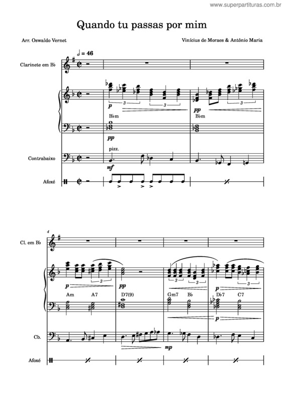 Partitura da música Quando Tu Passas Por Mim