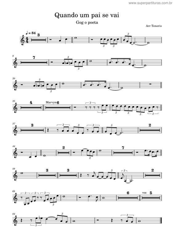Partitura da música Quando Um Pai Se Vai