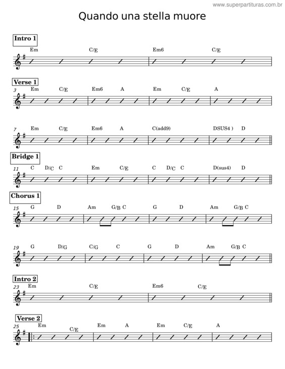 Partitura da música Quando Una Stella Muore