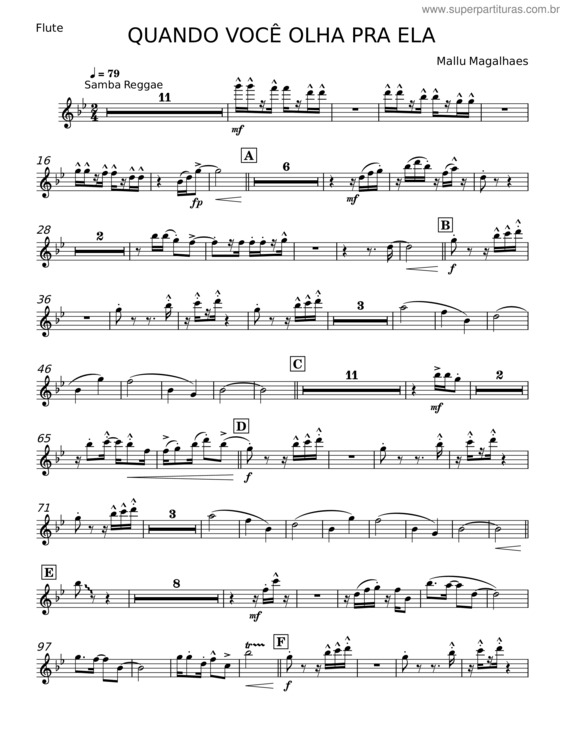 Partitura da música Quando Você Olha Pra Ela – Mallu Magalhães