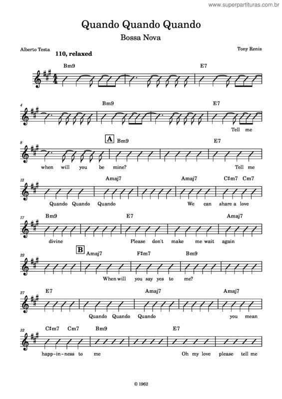 Partitura da música Quando_Quando_Quando – Buble Version