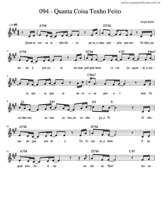 Partitura da música Quanta Coisa Tenho Feito