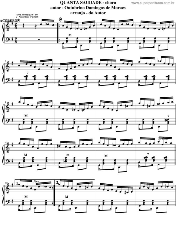 Partitura da música Quanta Saudade v.5