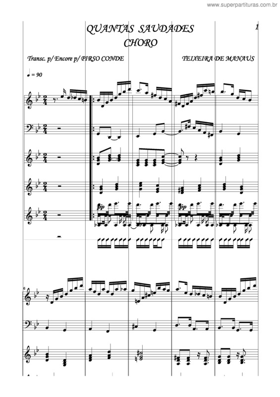 Partitura da música Quantas Saudades v.2