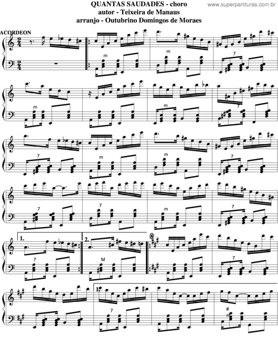 Partitura da música Quantas Saudades v.4