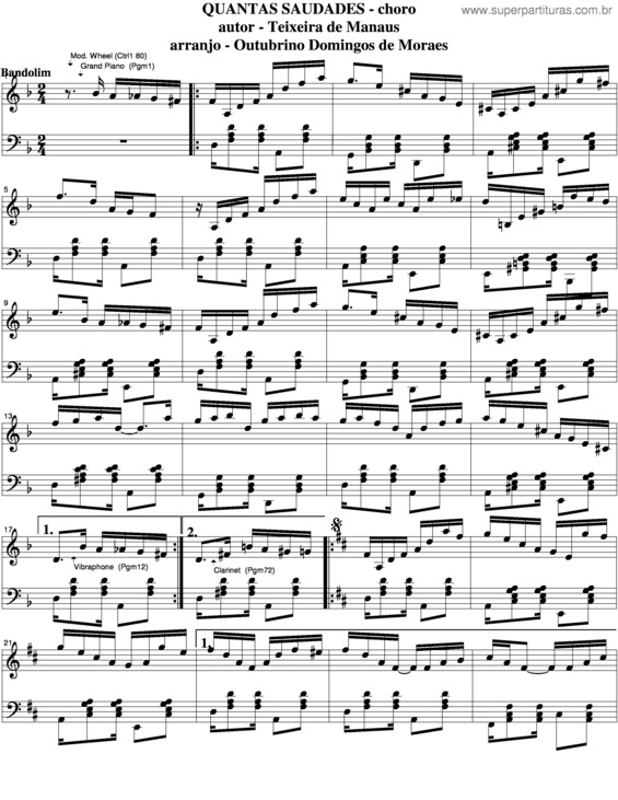 Partitura da música Quantas Saudades v.6