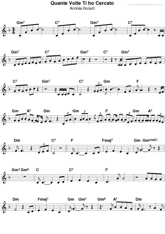 Partitura da música Quante Volte Ti ho Cercato