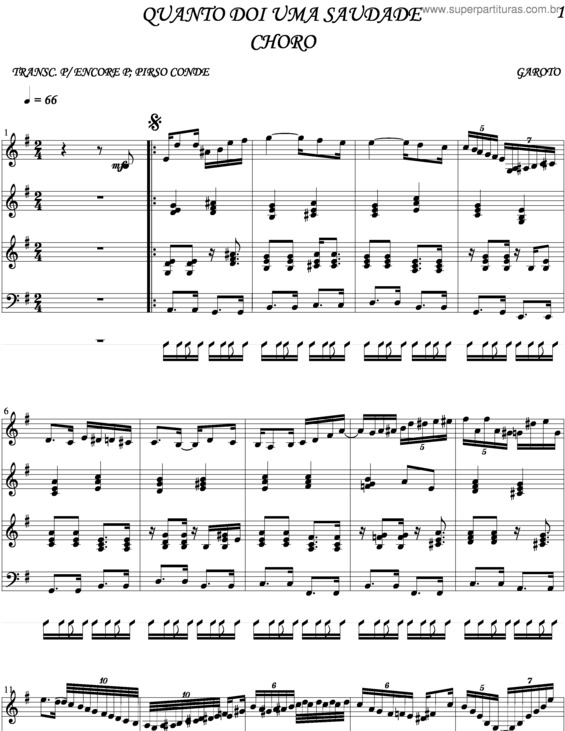 Partitura da música Quanto Doi Uma Saudade v.4