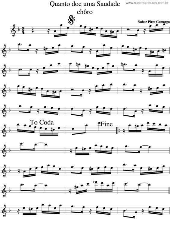 Partitura da música Quanto Dói Uma Saudade