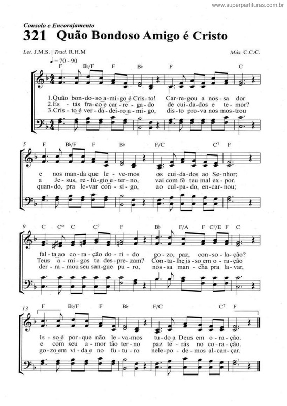 Partitura da música Quão Bondoso Amigo É Cristo