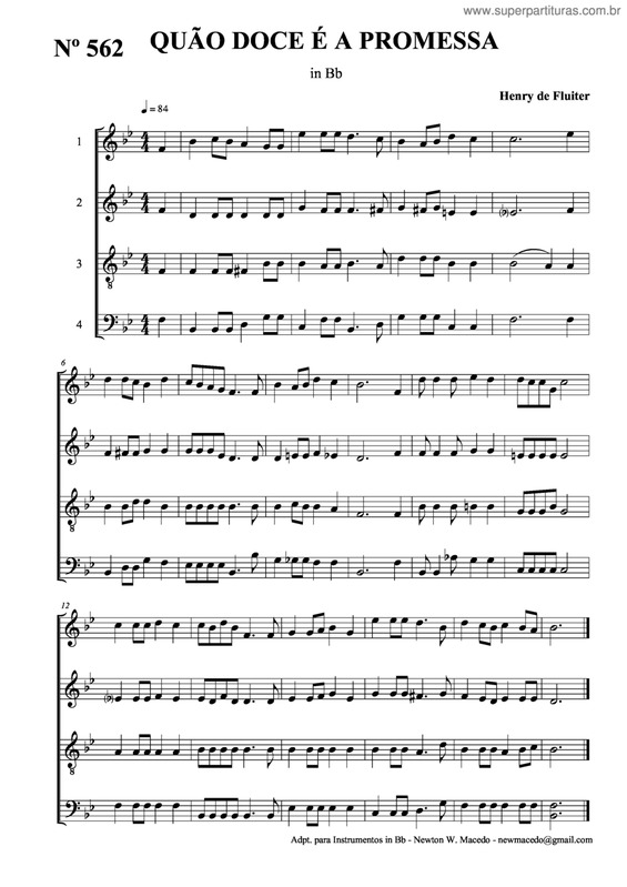 Partitura da música Quão Doce É A Promessa v.2