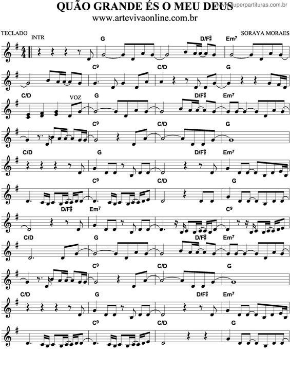 Partitura da música Quão Grande És O Meu Deus