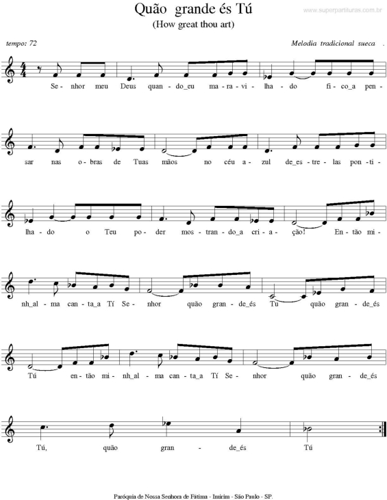 Partitura da música Quão Grande És Tu (How Great Thou Art)