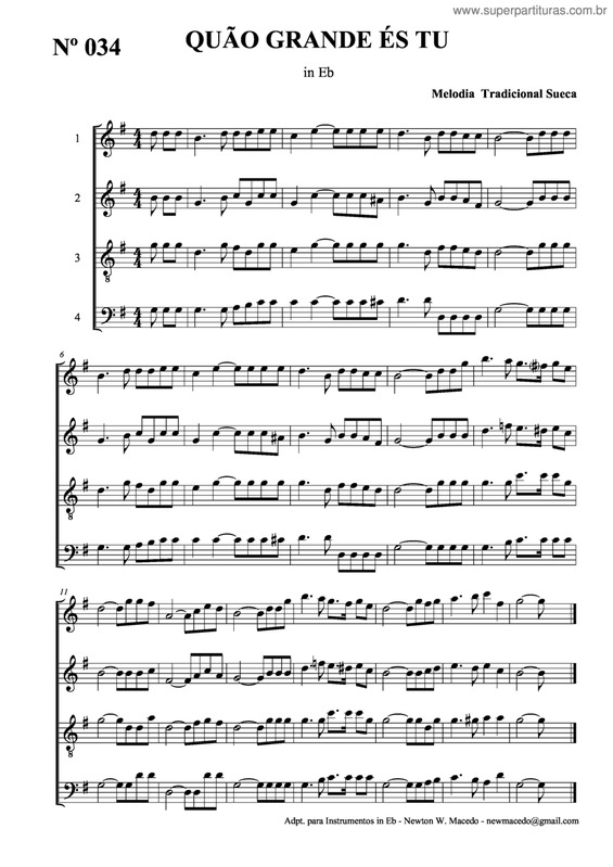 Partitura da música Quão Grande És Tu v.14